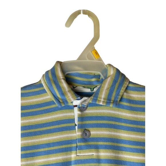 Pepper Toes Layette Blue And‎ Green Striped Collared Polo Short Romper Size 3M - Picture 3 of 10